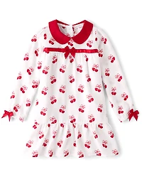 Girls Heart Cherry Flannel Ruffle Nightgown