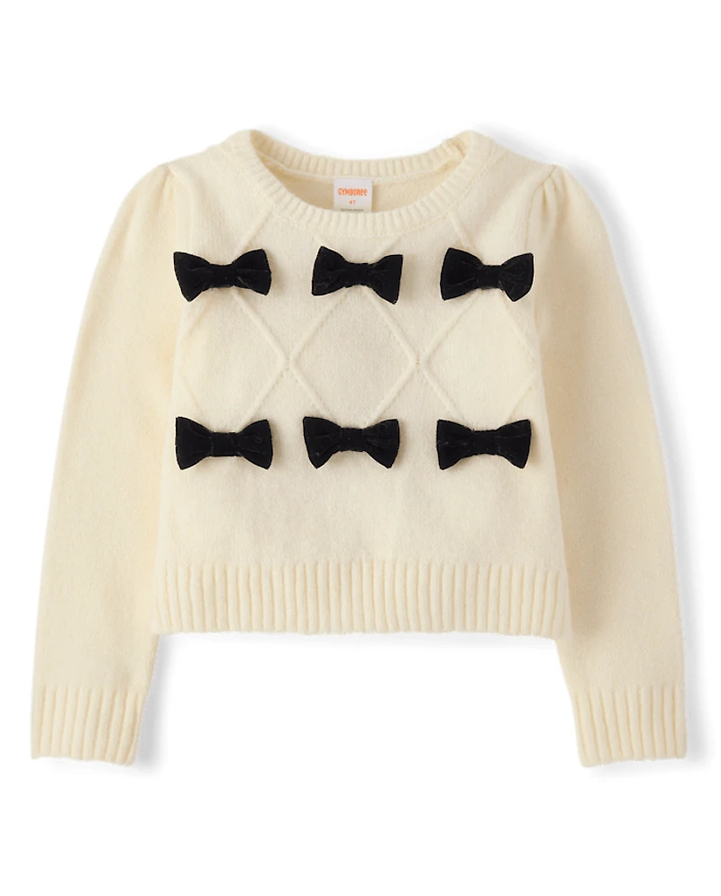 Girls Bow Sweater - Petit Paris