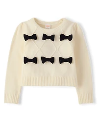 Girls Bow Sweater - Petit Paris