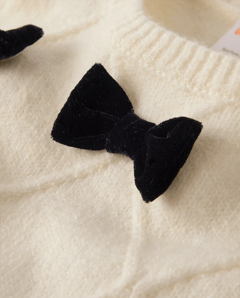 Girls Bow Sweater - Petit Paris