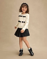 Girls Bow Sweater - Petit Paris