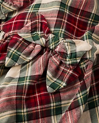 Girls Plaid Bow Flannel Bubble Dress - Royal Christmas