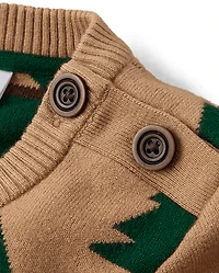 Boys Intarsia Pine Tree Sweater - Royal Christmas