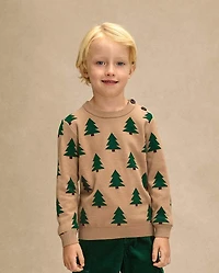 Boys Intarsia Pine Tree Sweater - Royal Christmas