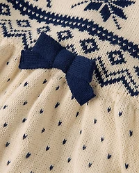 Girls Reindeer Fairisle Sweater Dress - First Frost