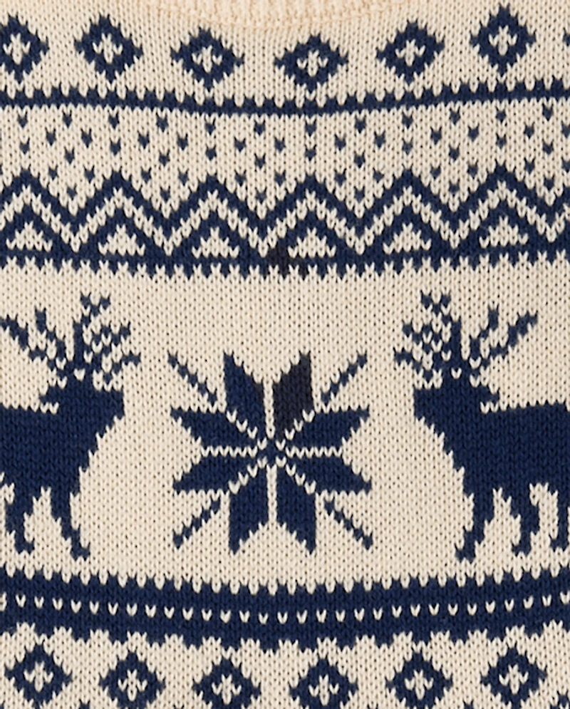 Girls Reindeer Fairisle Sweater Dress - First Frost