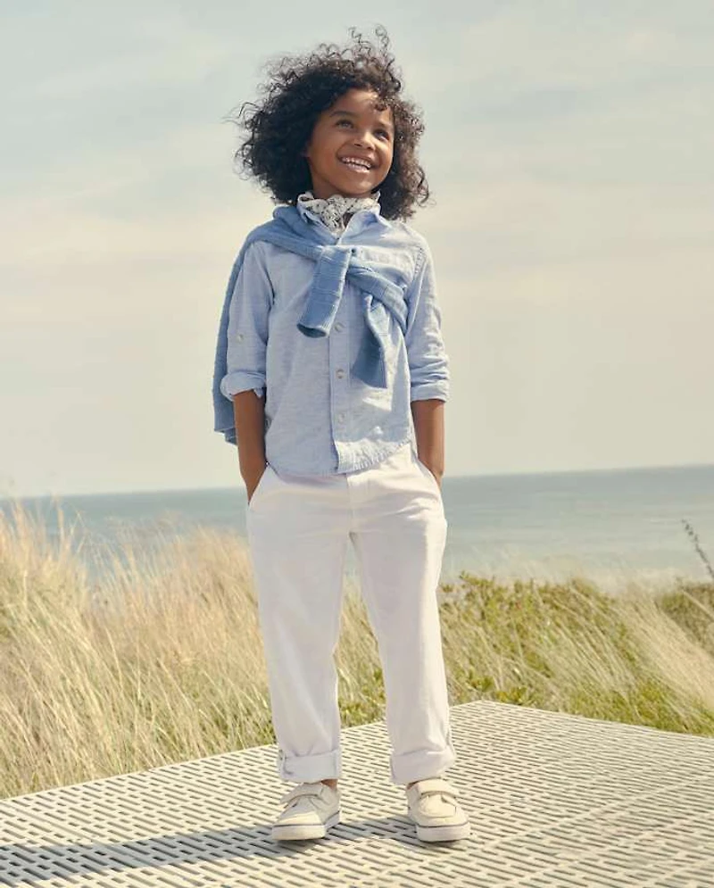 Kids Linen-Blend Button Up Shirt