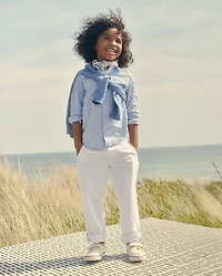 Kids Linen-Blend Button Up Shirt