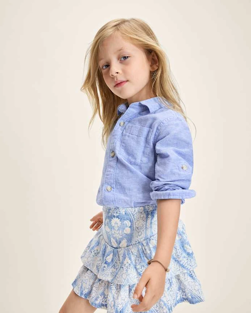 Kids Linen-Blend Button Up Shirt