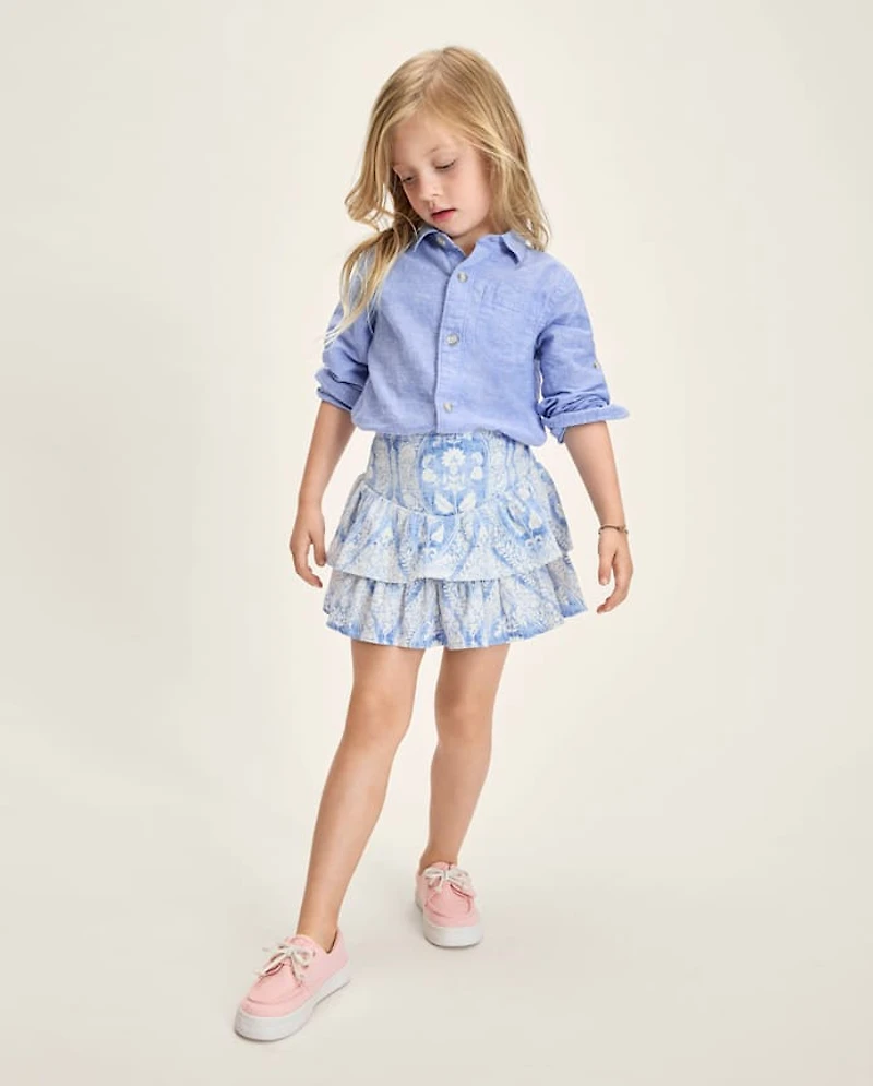 Kids Linen-Blend Button Up Shirt