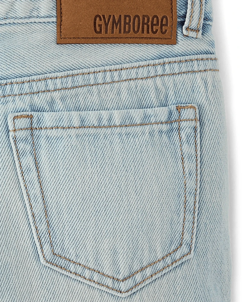 Kids Ripped Paint Splatter Baggy Jeans - Driftwood Bay