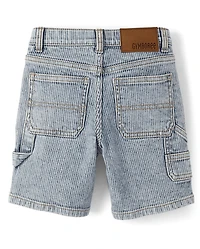 Boys Railroad Striped Denim Carpenter Shorts - Driftwood Bay