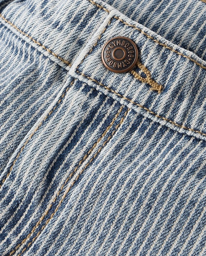 Boys Railroad Striped Denim Carpenter Shorts - Driftwood Bay