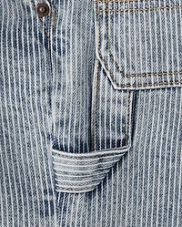 Boys Railroad Striped Denim Carpenter Shorts - Driftwood Bay