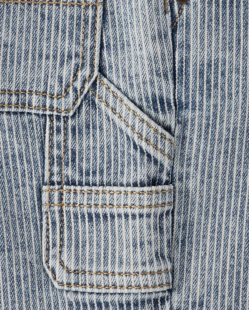 Boys Railroad Striped Denim Carpenter Shorts - Driftwood Bay