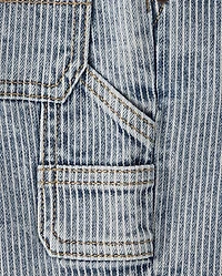 Boys Railroad Striped Denim Carpenter Shorts - Driftwood Bay