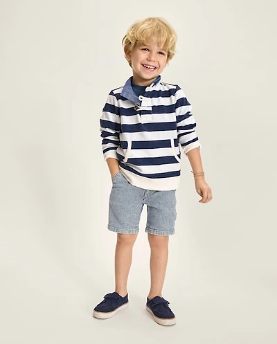 Short de charpentier en denim rayé style chemin fer pour garçon - Driftwood Bay
