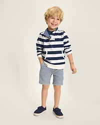 Short de charpentier en denim rayé style chemin fer pour garçon - Driftwood Bay