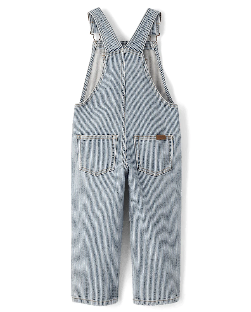 Kids Railroad Striped Denim Overalls - Driftwood Bay