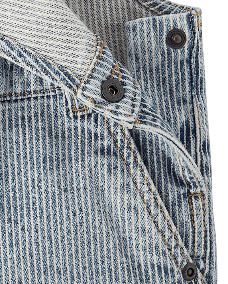 Kids Railroad Striped Denim Overalls - Driftwood Bay