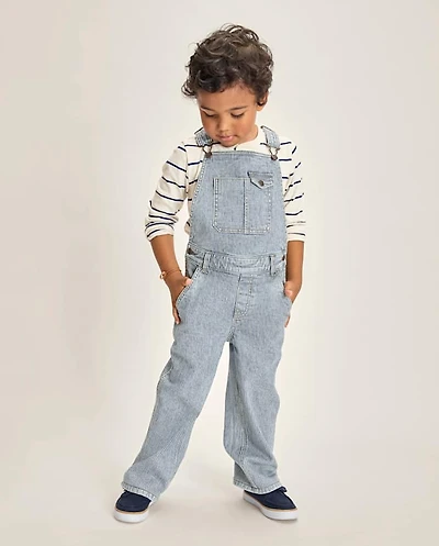 Kids Railroad Striped Denim Overalls - Driftwood Bay