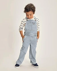 Kids Railroad Striped Denim Overalls - Driftwood Bay