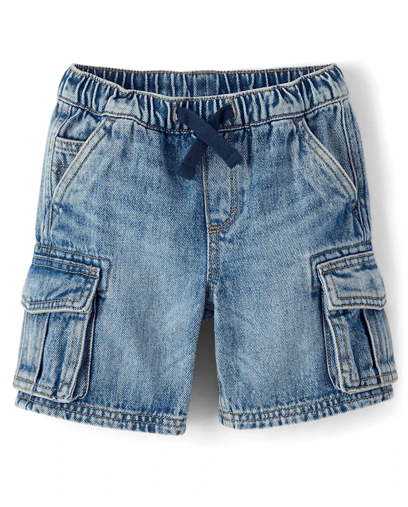 Boys Denim Pull On Cargo Shorts - Little Essentials