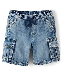 Boys Denim Pull On Cargo Shorts - Little Essentials