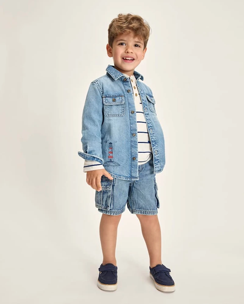 Boys Denim Pull On Cargo Shorts - Little Essentials