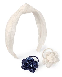 Girls Floral Eyelet 3-Piece Hair Set - Driftwood Bay