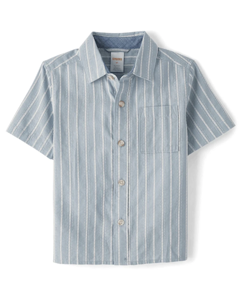 Chemise boutonnée rayée en Lin mélangé pour garçon