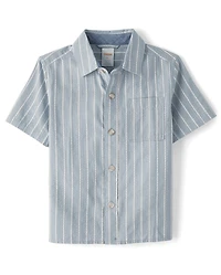 Chemise boutonnée rayée en Lin mélangé pour garçon