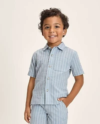 Chemise boutonnée rayée en Lin mélangé pour garçon