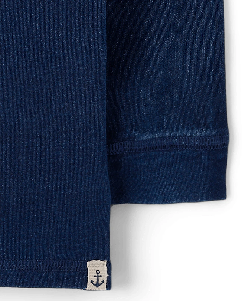 T-shirt Henley garçon Indigo Wash - Driftwood Bay