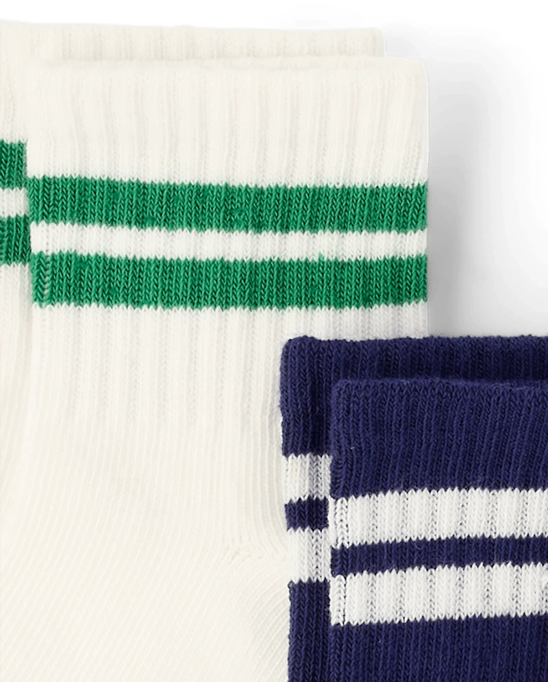 Boys Striped Tennis Crew Socks 3-Pack - Club House