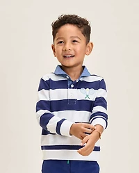 Kids Striped Embroidered Tennis French Terry Rugby Polo - Club House