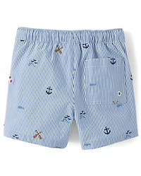 Boys Embroidered Coastal Seersucker Swim Trunks - Shop