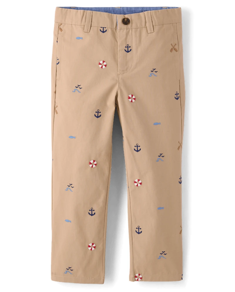 Boys Embroidered Coastal Chino Pants - Driftwood Bay