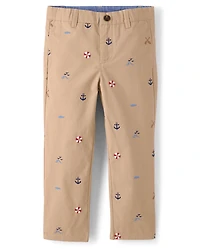Boys Embroidered Coastal Chino Pants - Driftwood Bay