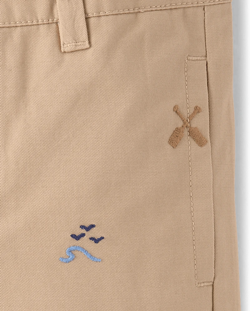 Boys Embroidered Coastal Chino Pants - Driftwood Bay