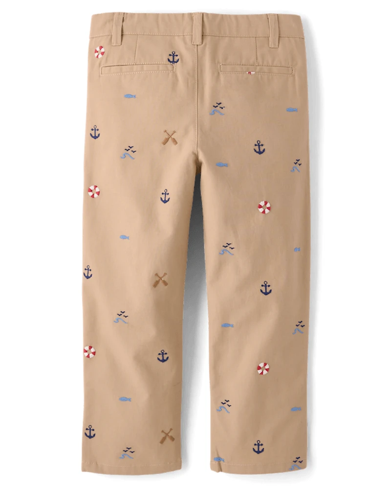 Pantalon chino brodé pour garçon, style côtier - Driftwood Bay