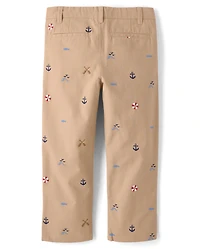 Pantalon chino brodé pour garçon, style côtier - Driftwood Bay