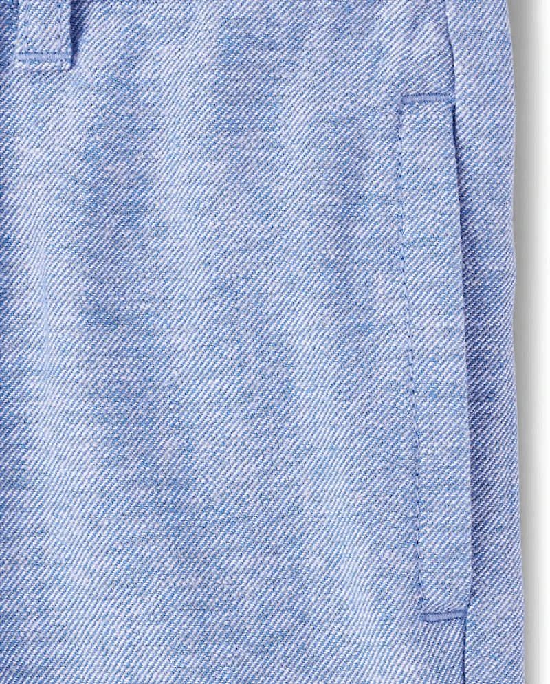 Boys Linen-Blend Roll Cuff Chino Pants