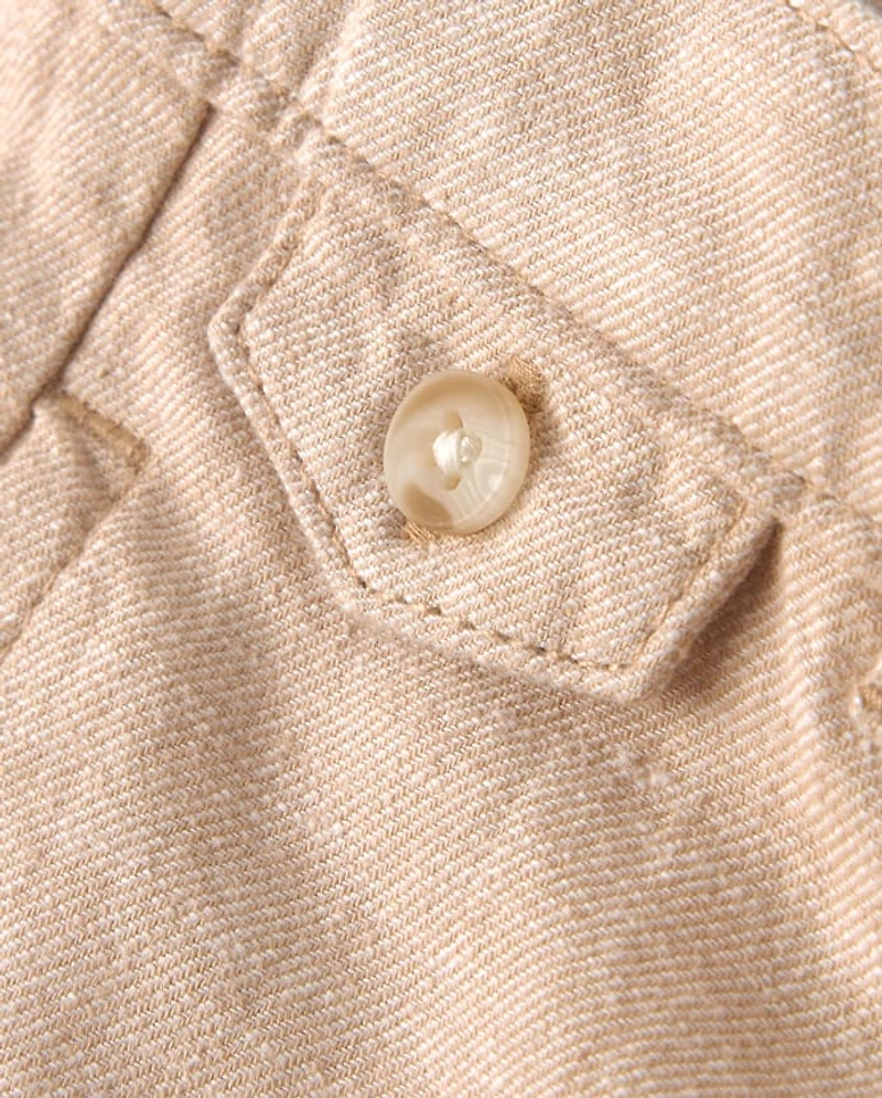 Boys Linen-Blend Roll Cuff Chino Pants