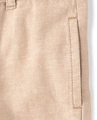 Boys Linen-Blend Roll Cuff Chino Pants