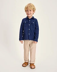 Boys Linen-Blend Roll Cuff Chino Pants