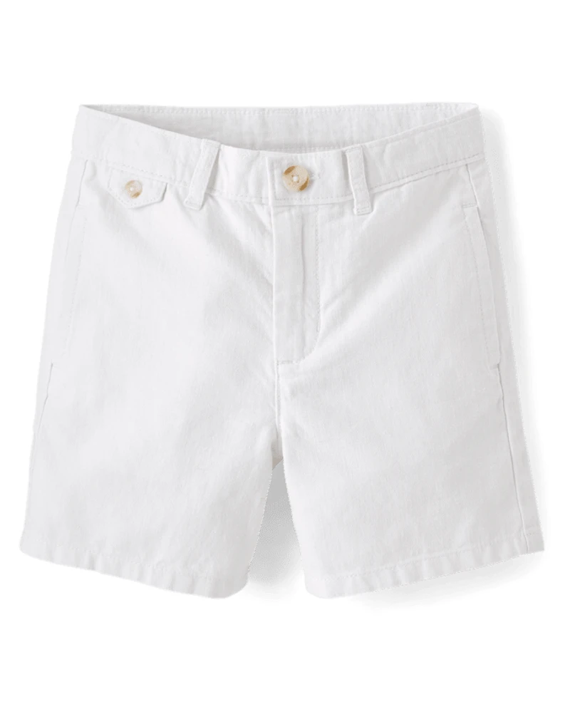 Boys Linen-Blend Chino Shorts