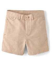 Boys Linen-Blend Chino Shorts