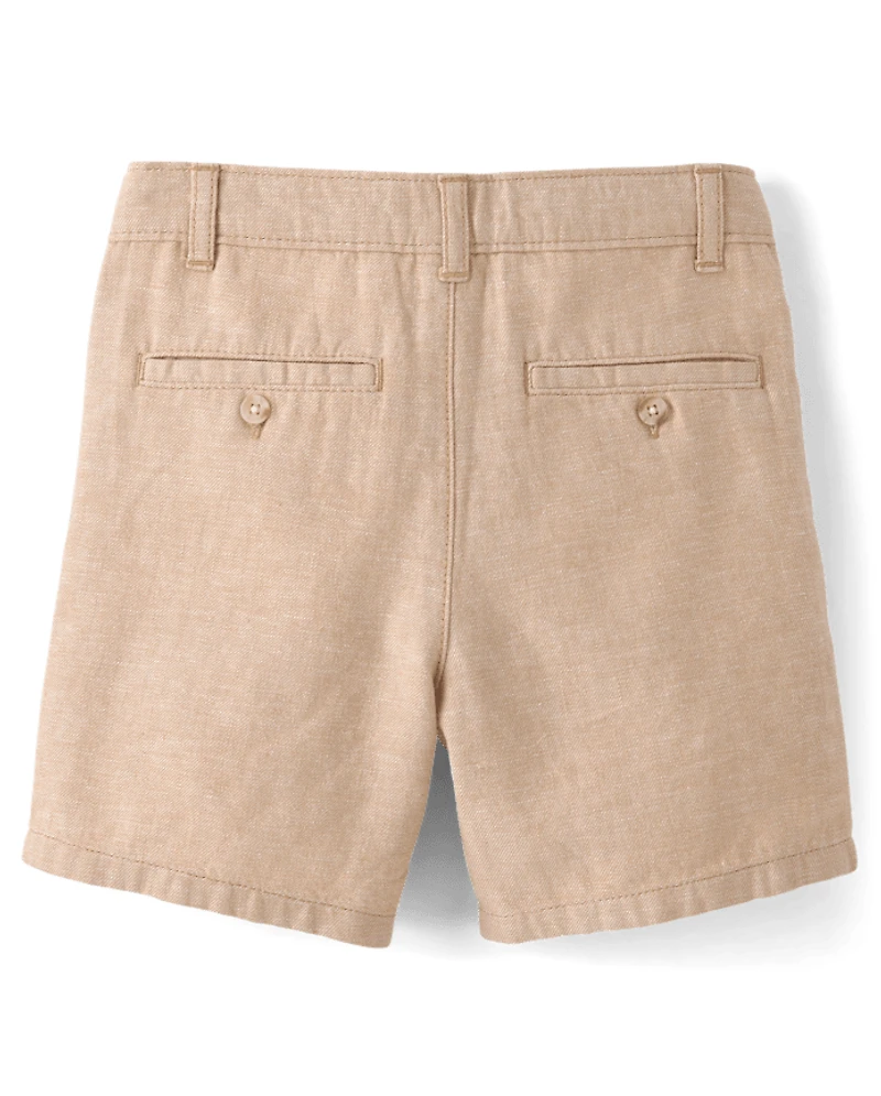 Boys Linen-Blend Chino Shorts
