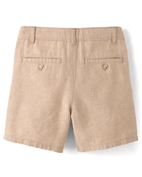 Boys Linen-Blend Chino Shorts